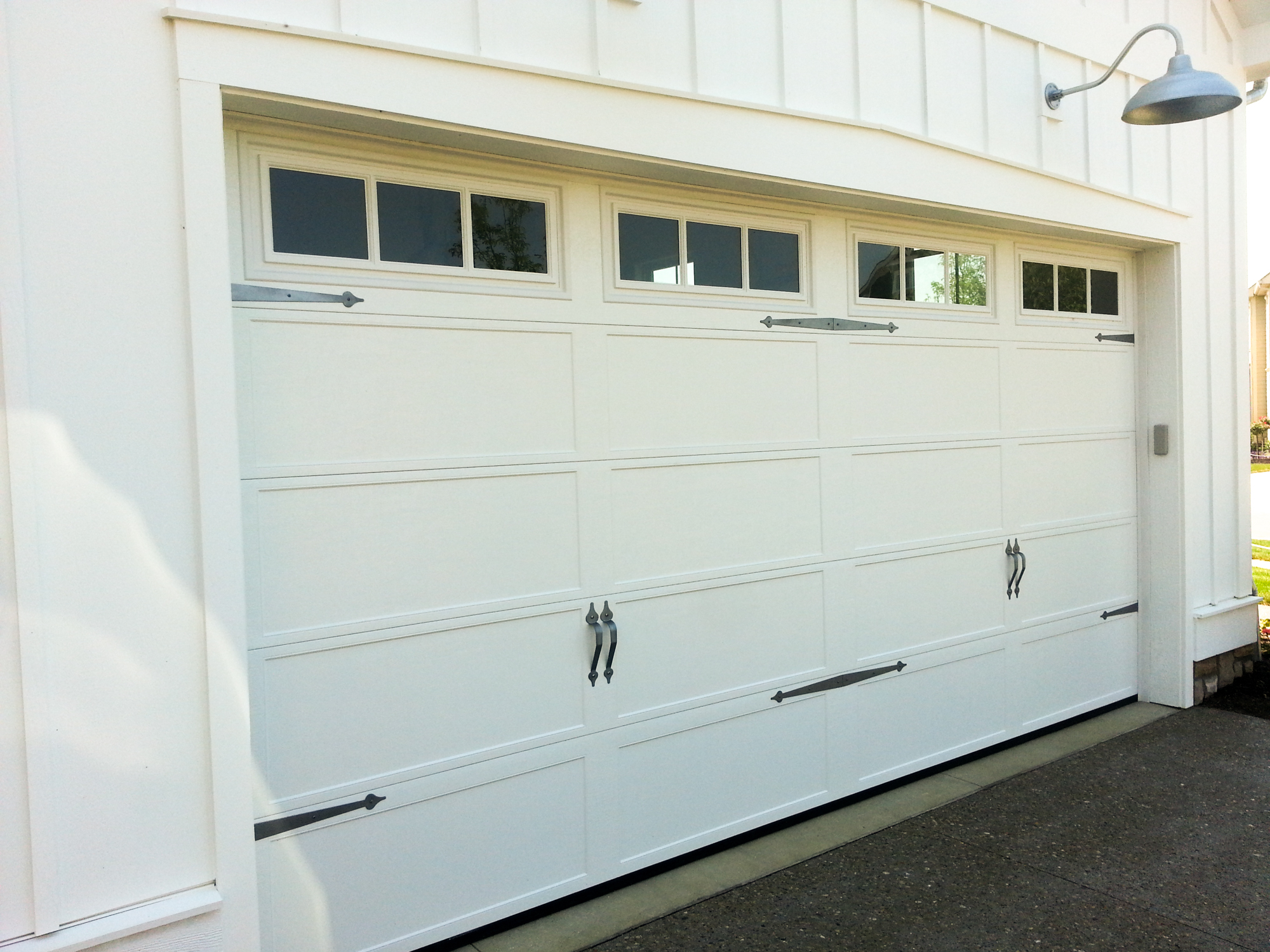 Recessed Carriage Panel Door White with Windows