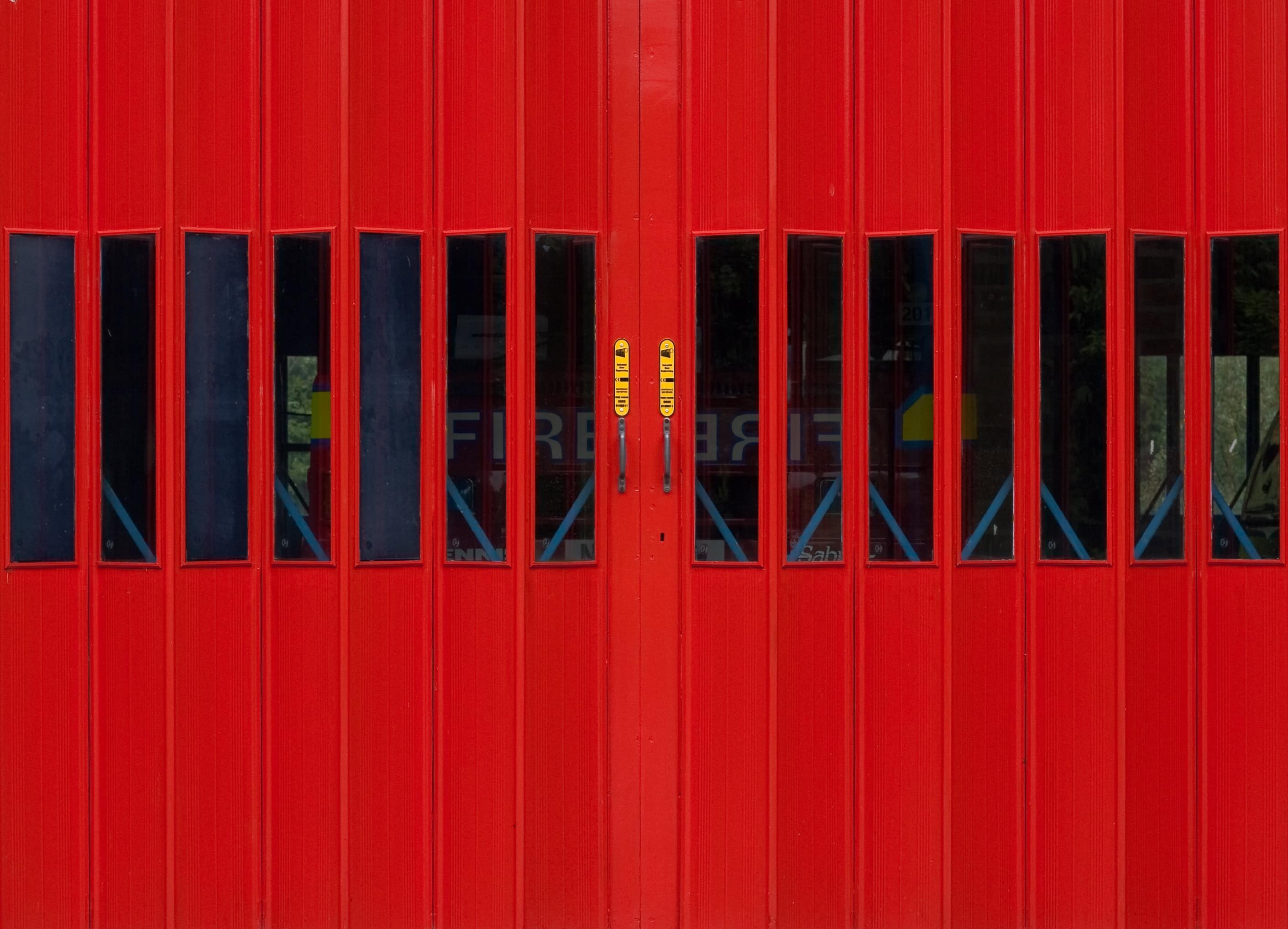 red garage door