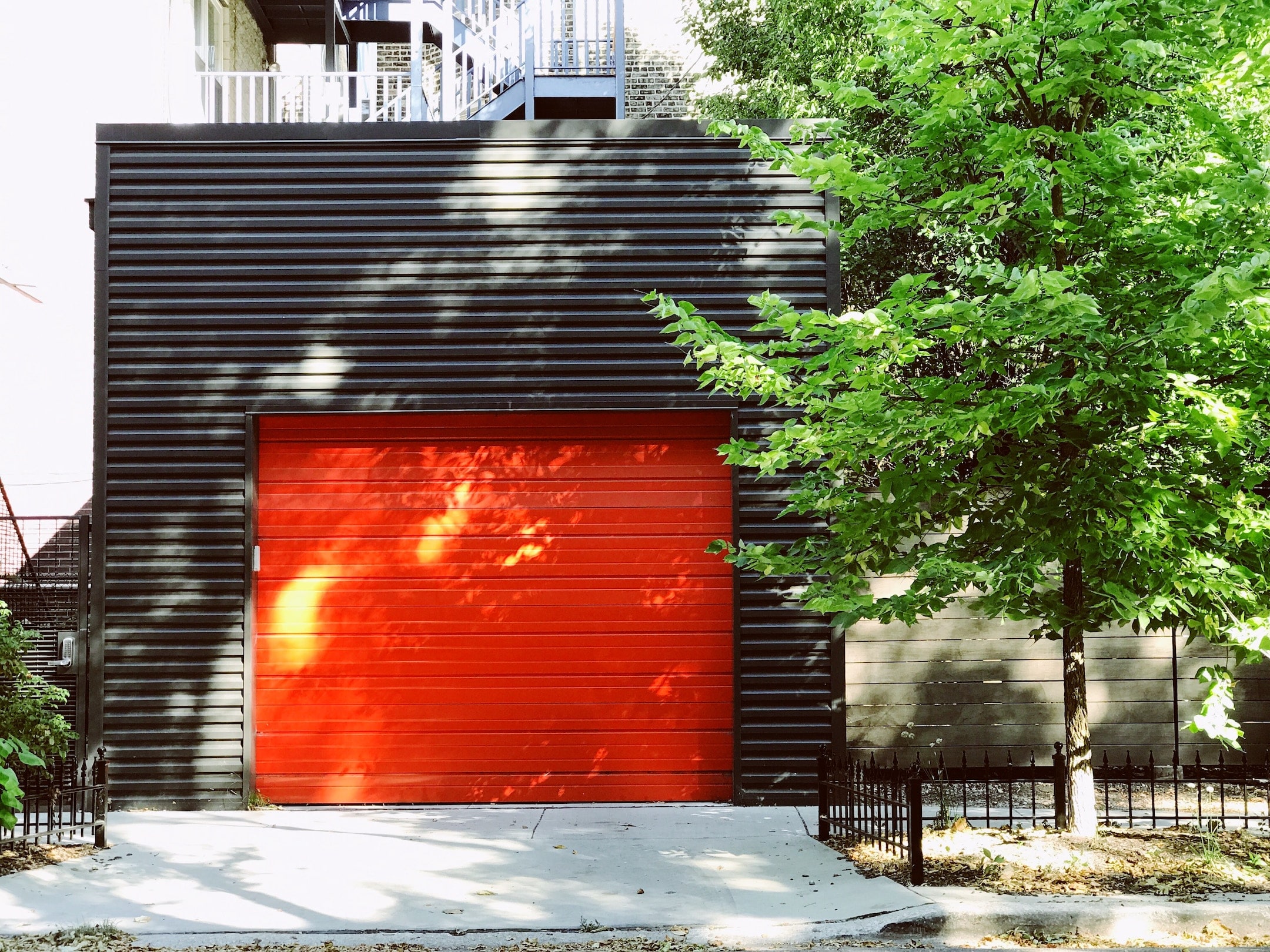 Orange industrial garage door