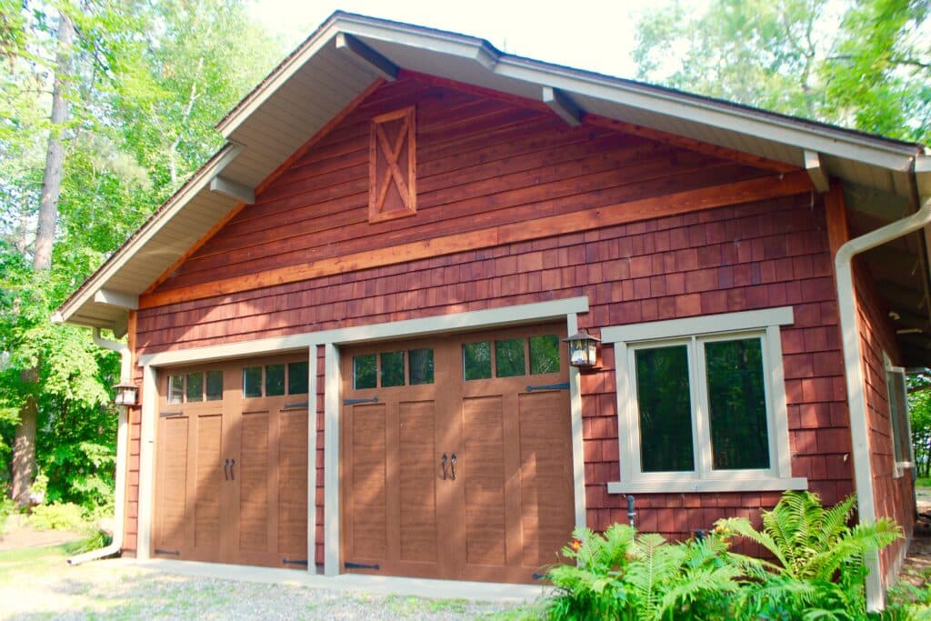 Clopay Canyon Ridge 4 Layer Walnut Base and Overlay Design 12 with REC13 Windows