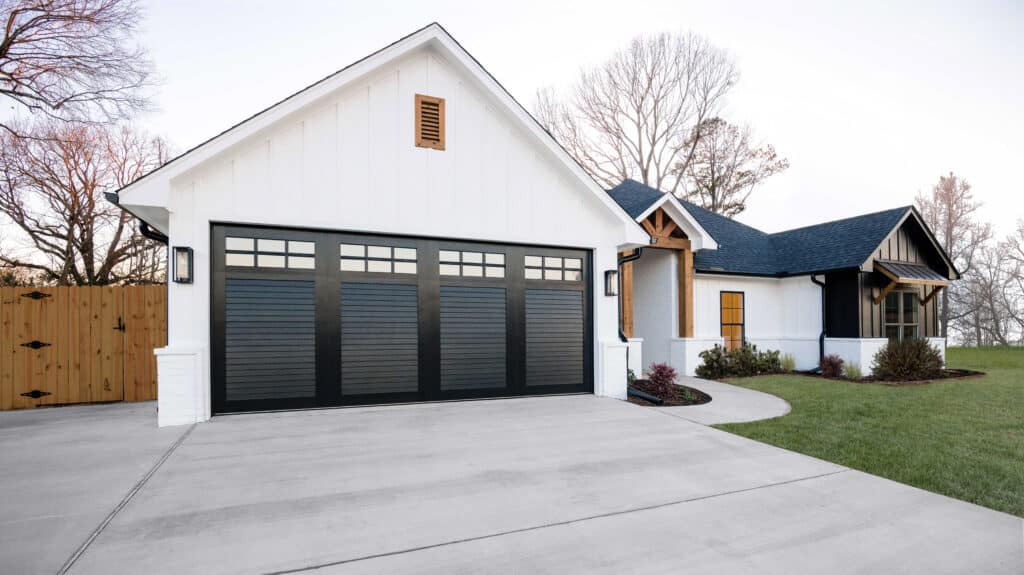 Clopay Canyon Ridge Louver Black with SQ24 Windows